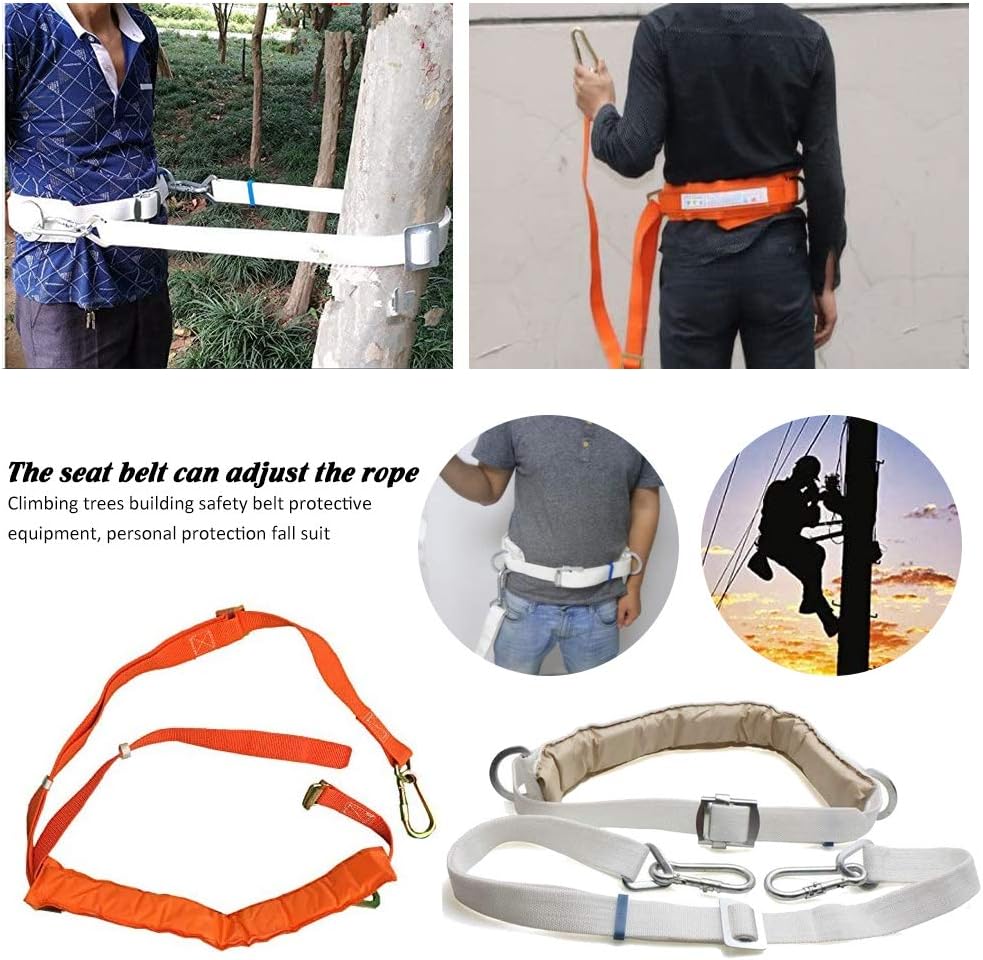 Safety Belt with Adjustable Lanyard, Hunting Safety Harness, Tree Climbing Belt Personal Protection Fall Arrest Kit for Hunting, Hanging Stand, Trimming Tree, Adjustable 34" - 59" (orange) - - 