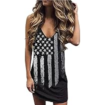 LLHXRUI American Flag Sleeveless Mini Dress for Women Stars