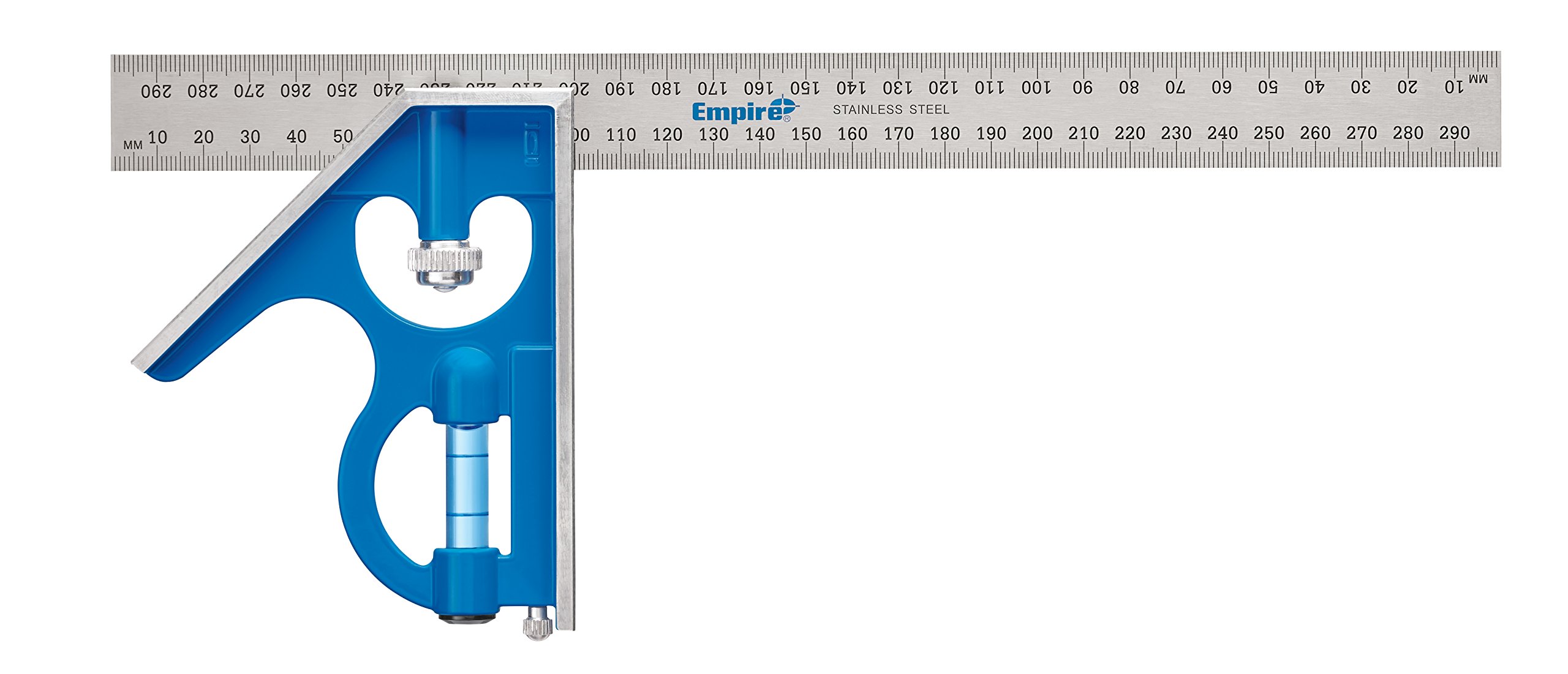 Empire Level E250M 12-Inch Heavy Duty Professional Combination Square with Etched Stainless Steel Blade, Metric Graduations and True Blue Vial