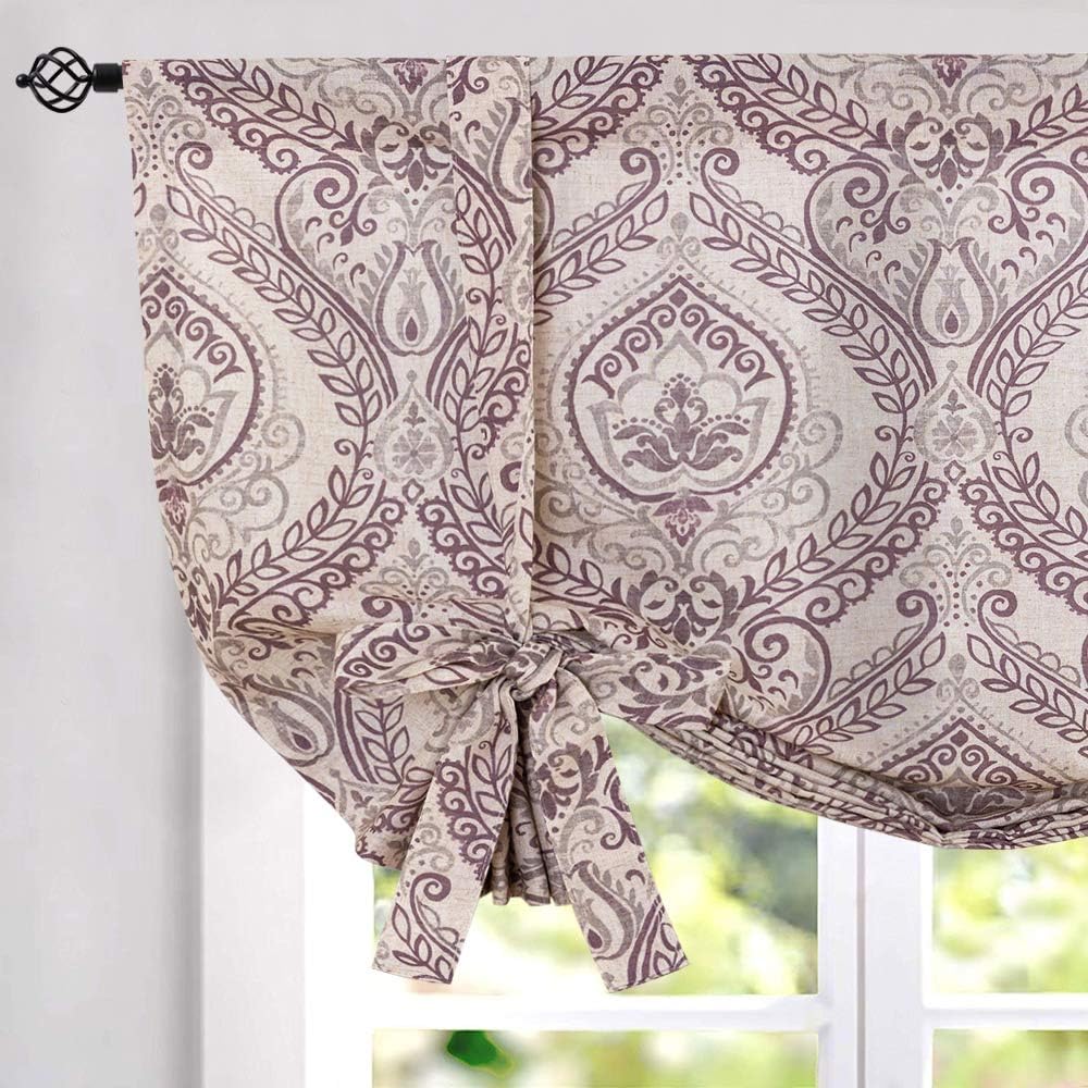 Amazon Com Jinchan Tie Up Curtains Shade For Living Room Damask