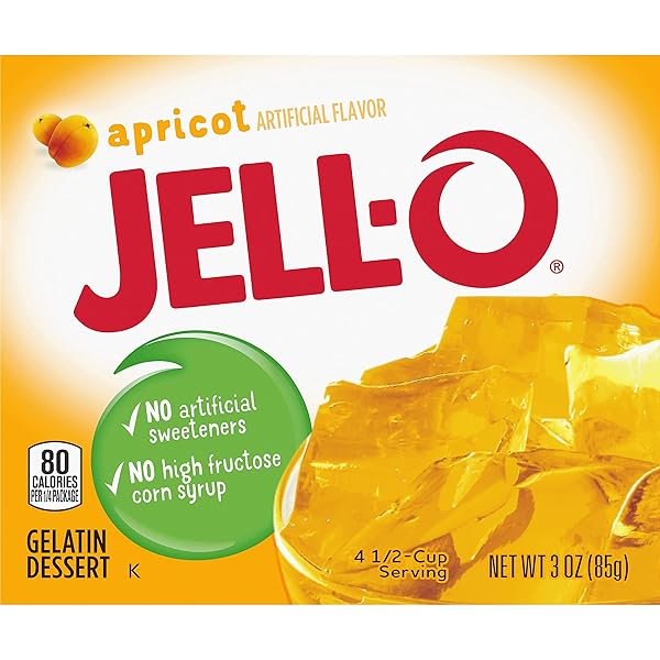 JELL-O APRICOT GELATIN DESSERT 3 OUNCE BOXES (PACK OF 4)