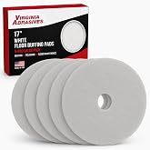 White Floor Maintenance Pads, High-Gloss Buffing &amp; Polishing, 17" - 5 Pack | Fits Electric Floor Buffer, Floor Machine &amp; Orbital Machine, Thick Non-Woven Pads, Restores High-Gloss Finish, Made in USA