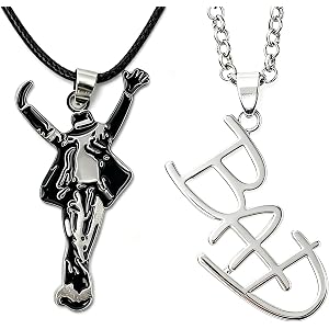 DSKOB 2PCS Necklace Set with Hollow Letter Pendant and Silhouette Necklace Commemorative Fans Birthday Gift for Men and Women