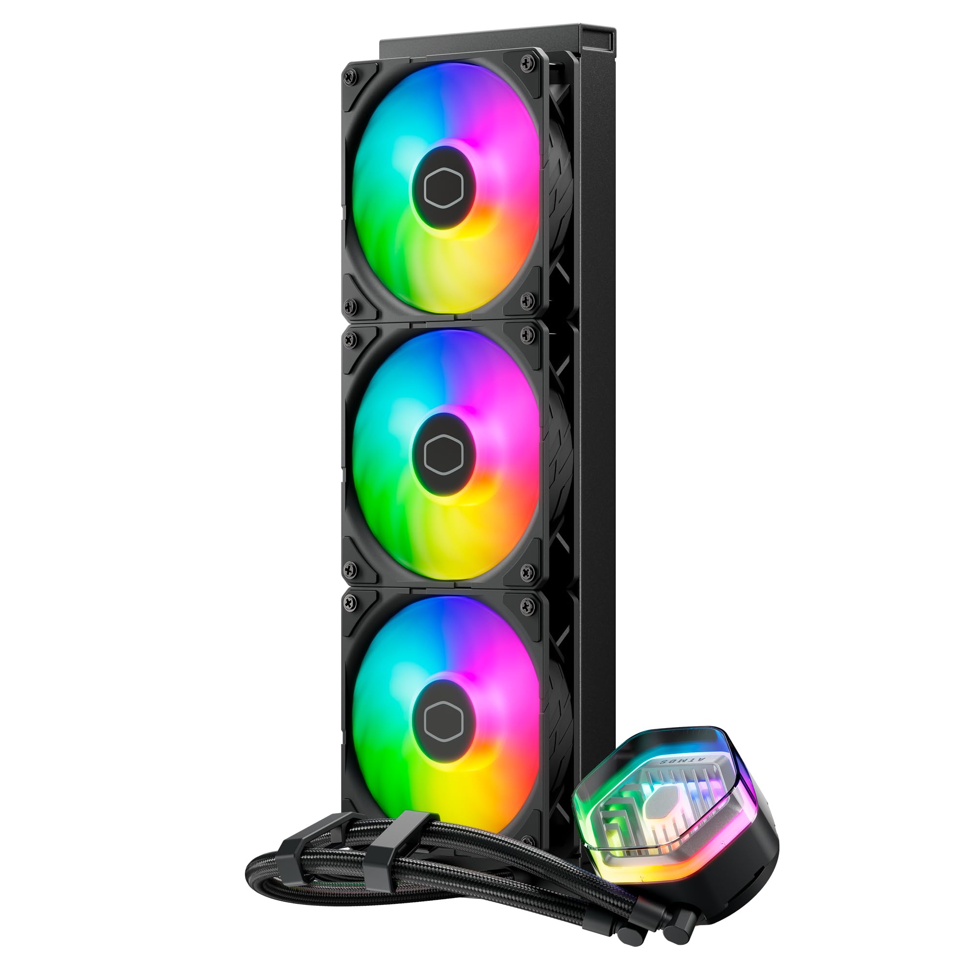 Cooler Master MasterLiquid Atmos 360 Black CPU-Wasserkühler – AIO-Wasserkühlung, Doppelkammerpumpe, vorinstallierte Sickleflow 120 Edge-Lüfter, adressierbares Gen 2 RGB, LGA1700- & AM5 – Schwarz 2