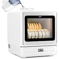 Kwasyo Portable Countertop Dishwasher with 7-Liter Built-in Water Tank, Two Water filling Methods, 6 Washing Programs…