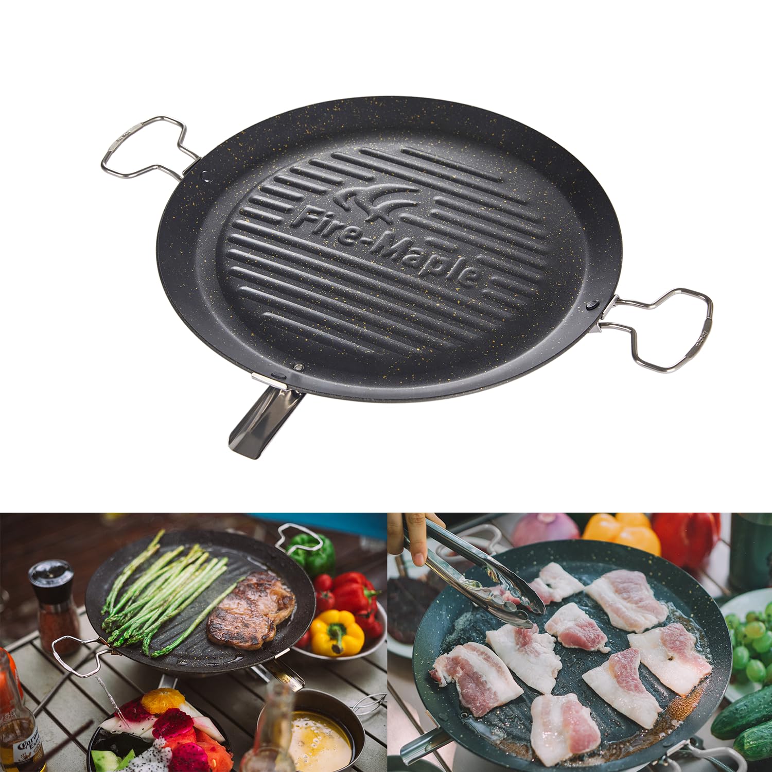 Photo 1 of Fire-Maple Camping Griddle Plate | Nonstick Outdoor Portable Grill Pan for Stovetop | BBQ Gas Griddle Pan for Camping Stove Ridged Surfaces 31 X 31cm