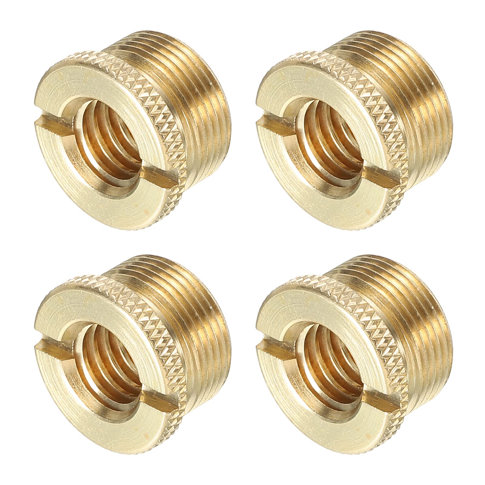 PATIKIL Mic Stand Adapter 3/8 Female to 5/8 Male Brass Mic Screw Adapter for Microphone Tripod Stand Gold 4 Pack