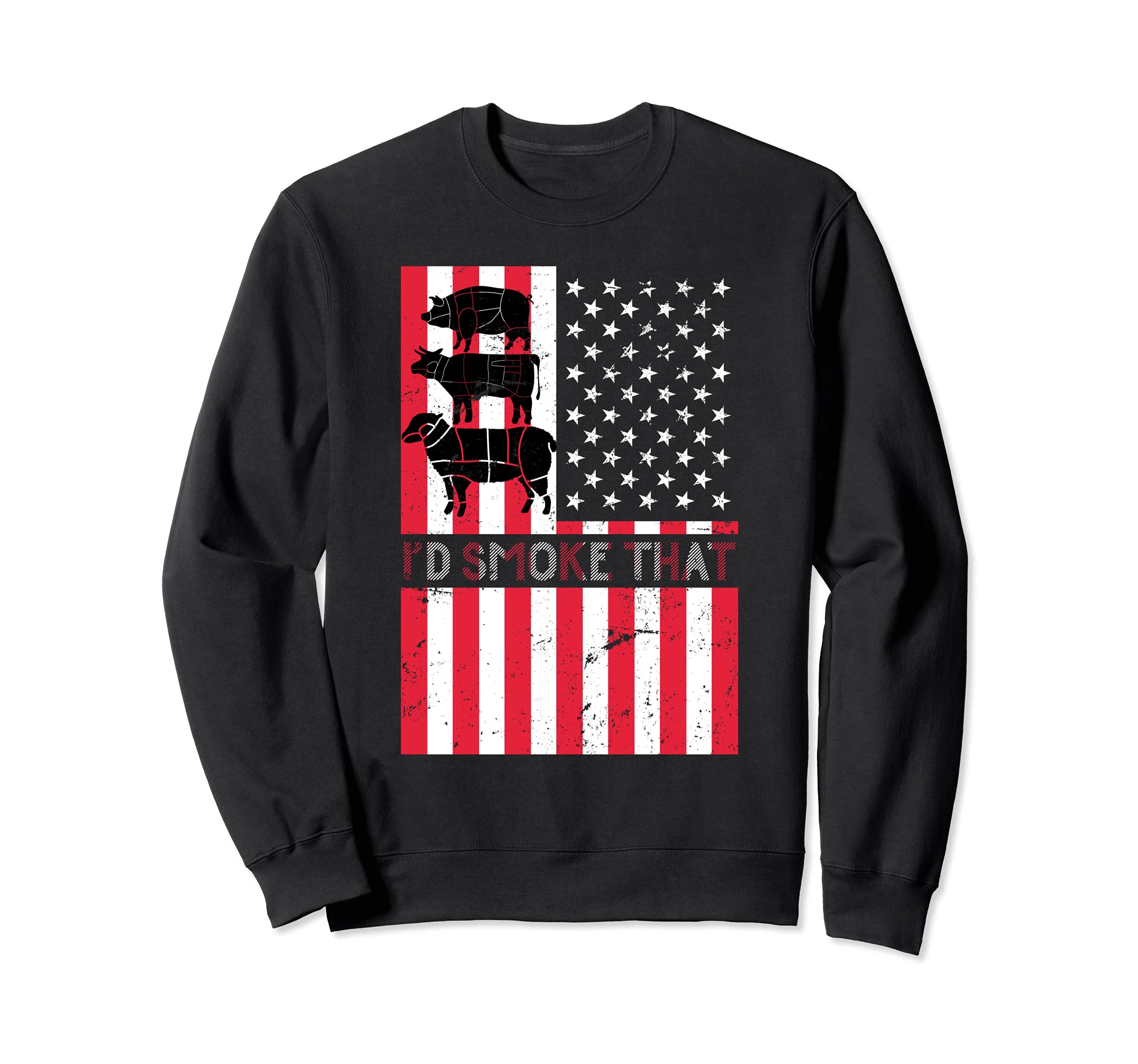 American Pride Smoking Meat US Flag BBQ Grillmaster Barbecue Sweatshirt