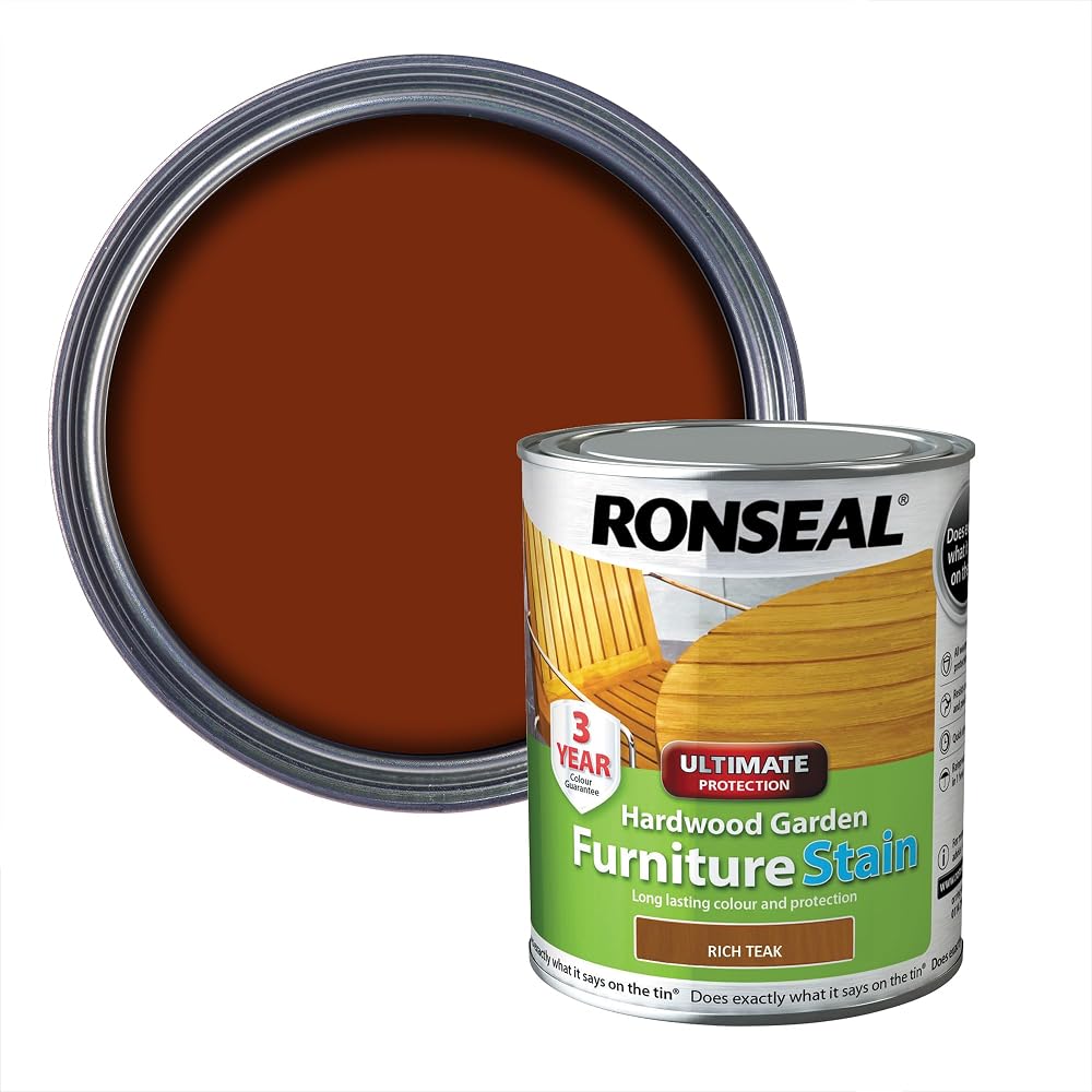 Ronseal Hardwood Furniture Stain Rich Teak 750ml - 3 Year Protection