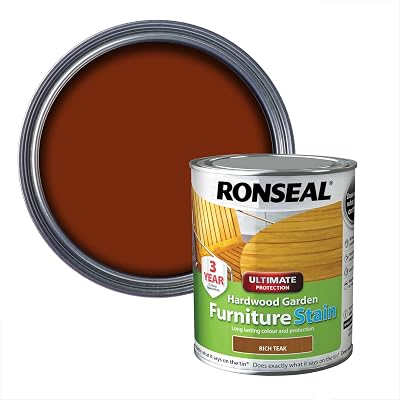 Ronseal Hardwood Furniture Stain Rich Teak 750ml - 3 Year Protection