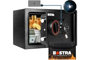 Bostra Fireproof Safe Box with Sensor Light & Fireproof Bag, Money Safe Box with Digital Keypad,Security Safe Box for Home, 0.5 Cubic Small Safe with Keys & Pass Code for Cash Jewelry