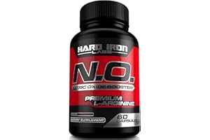 HARD IRON LABS N.O. Nitric Oxide Booster with L-Arginine, L-Citrulline, Beta Alanine, AAKG - Non-GMO, Gluten-Free, Vegan - Pre-Workout Supplement for Muscle Growth, Stamina, Energy, Pumps, Vascularity - 60 Capsules