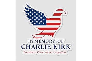 American Patriotic Memorial Eagle Flag Sticker, Freedom's Voice Design, Red White Blue, Vinyl, 5 Inch, Vinyl Charlie Kirk Tribute