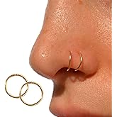 14k Gold Nose Hoop | Ring Real Gold Thin 14K Gold Hoop Nose Ring Non Tarnish for Women Nose Piercing 14k Ring Hoops for Women Hoop Rings Small Huggie Tiny Jewelry Hypoallergenic 20 Gauge 7 mm or 8 mm | Handmade in FL