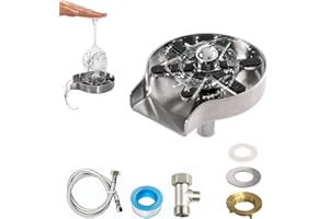 IROSIY High-Pressure Automatic Glass Rinser - 9-Hole Stainless Steel Cup Washer for Sink, Upgrade 5” Black Cup Rinser, Bar, Coffee Shops – One-Handed Operation, Ideal Glass Washer for Kitchen Sink & KTV Use