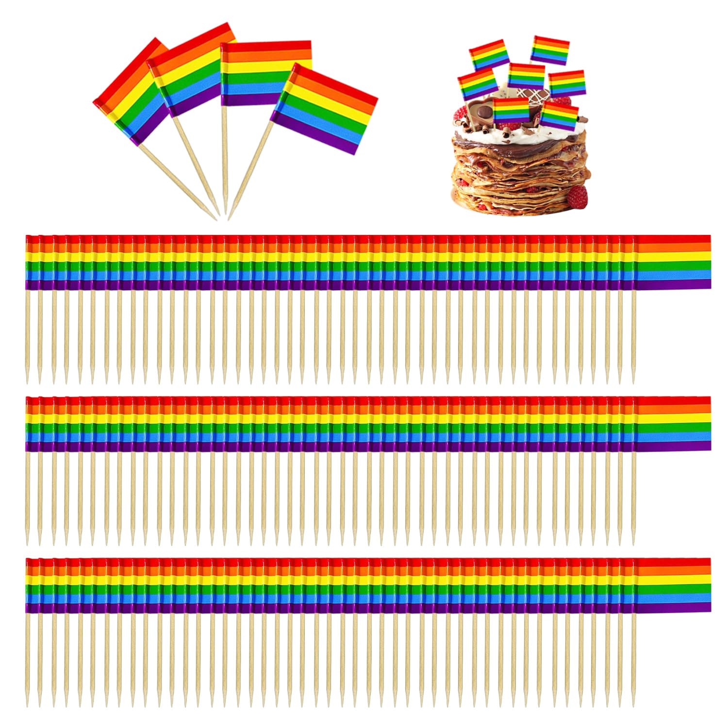 200 Pieces of Six-Color Toothpick Flags, Toothpick Flags, Pride Party Decorations, Irish Flag Cocktail Sticks, Pride Cake Topper Sticks