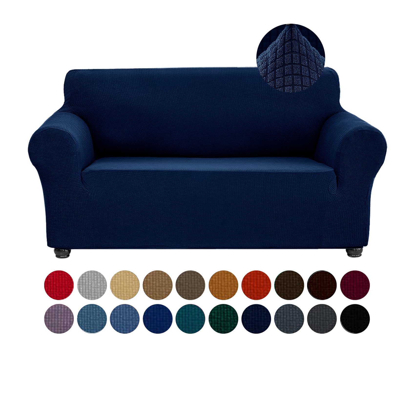 Photo 1 of Joccun Stretch Loveseat Couch Cover Slipcover, 1-Piece Sofa Cover for 2 Cushion Couch Spandex Jacquard Washable Furniture Protector Cover for Living Room,Kids,Pets?Loveseat,Navy?