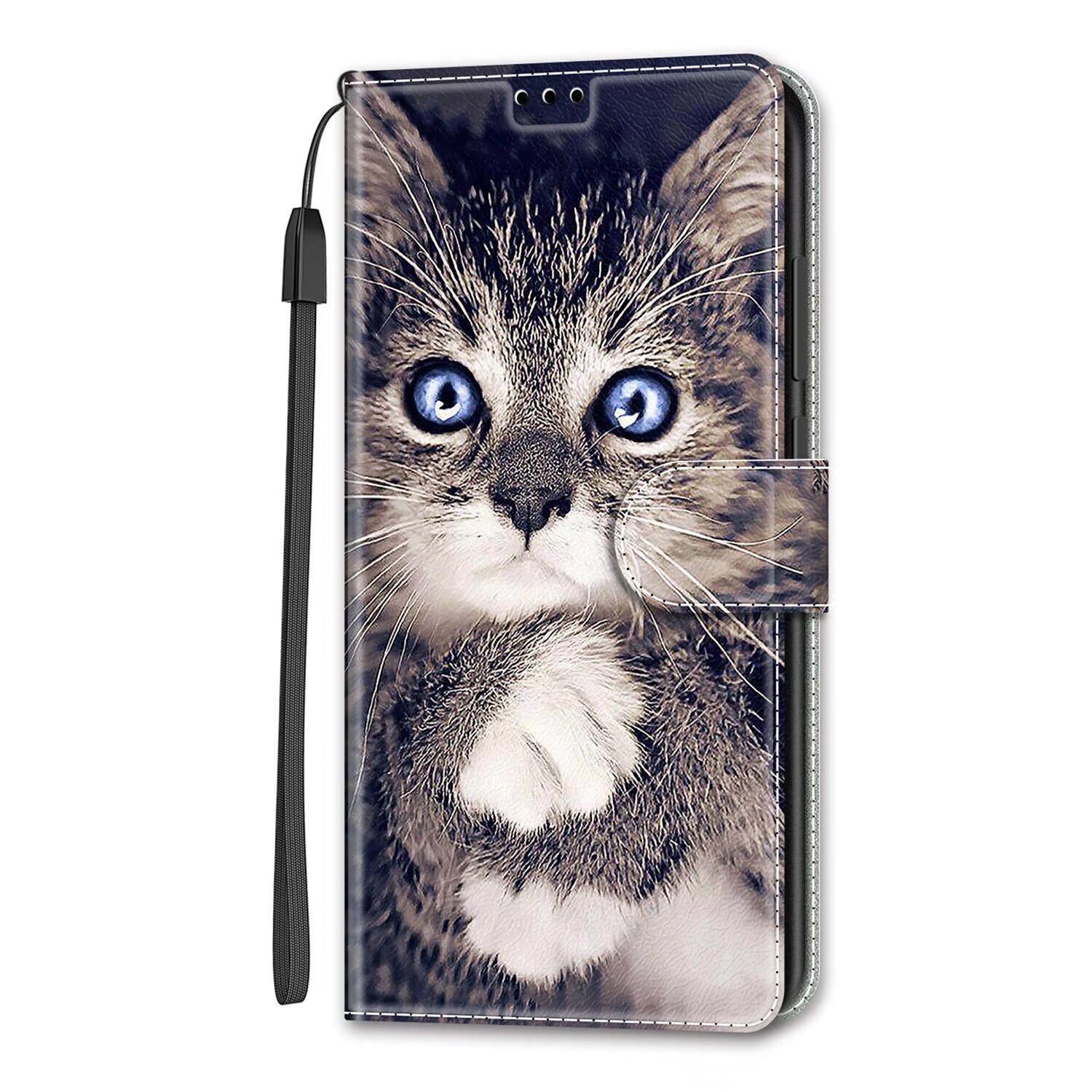 Dfjhure Honor X6b Case Leather Flip Wallet Phone Case Cover Silicone Shockproof Bumper Cover Stand View Cover with Card Slots Phone Case For Honor X6b- Cat