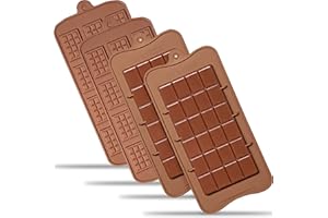Anaeat Silicone Break Apart Chocolate Molds, Set of 4 Flexible Non-Stick Silicone Candy Protein and Energy Bar Molds for Mini Rectangle Chocolates and Candies - Just Pop Out