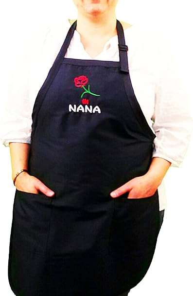 Amazon No 1 Nana おばあちゃんのニックネーム 刺繍エプロン母の日誕生日ギフトnavyブルーポケット付き G4ff エプロン 通販