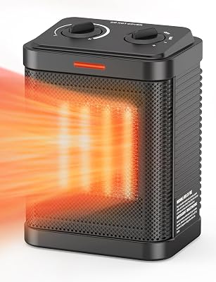 1500W Space Heater for Indoor Use, PTC Ceramic Heater with Thermostat, Small Space Heater 3 Modes, Electric Portable Heater with Safety Protection for Bedroom, Quiet Office, 2S Rapid Heating