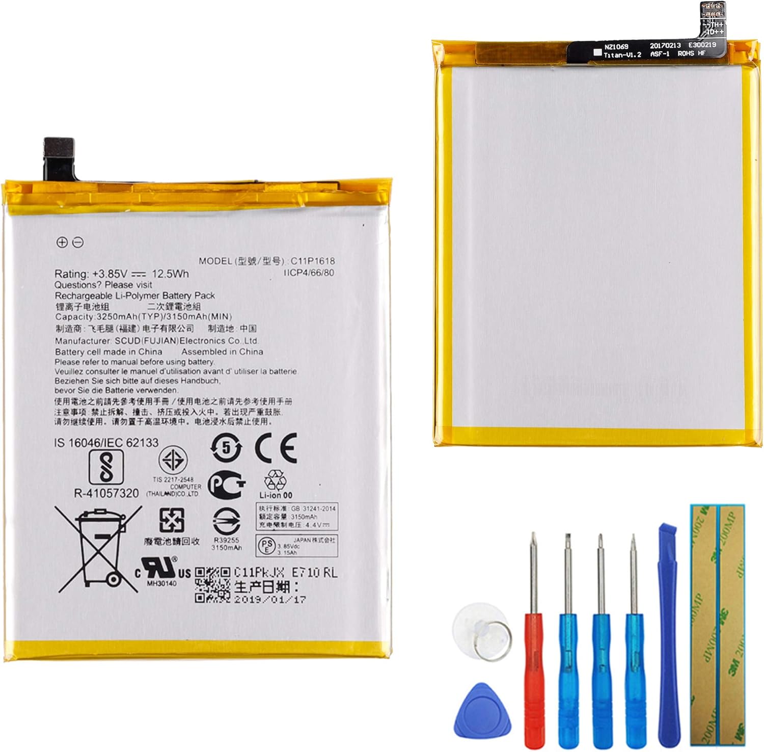 Amazon Com New Replacement Battery C11p1618 Compatible With Asus Zenfone 4 Ze554kl Z01kd With Tools Home Audio Theater