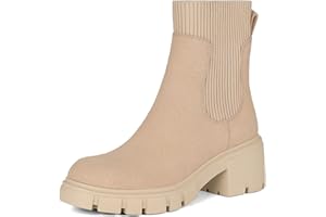 Rihero Women's Chelsea Boots Lug Sole Platform Ankle Elastic Chunky Heel Booties