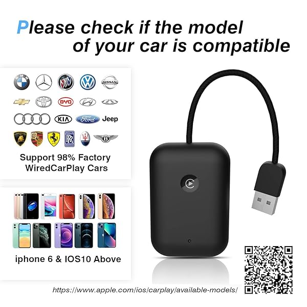 YINDUZ WIRELESS CARPLAY ADAPTER 2025 – MINI SIZE, PLUG AND PLAY, 5GHZ WIFI AUTO CONNECT, CONVERTS WIRED CAR PLAY TO WIRELESS DONGLE, COMPATIBLE WITH IOS 10+ & OEM WIRED CARPLAY CARS