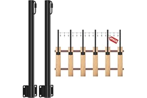 Suchtale 8 Pack 1.3 FT Outdoor String Light Poles, Suspension Fence Post Extender with Clip and Bracket,Deck String Lights Hangers, Wall Mounting Stand for Patio Garden Christmas Wedding Party, Black