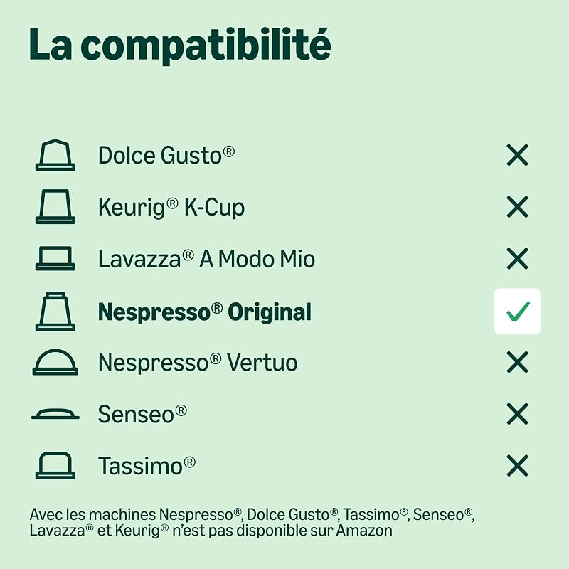 Capsules de café Lungo compatibles avec Nespresso, en aluminium, torréfaction moyennement poussée, 100 Pièces, 5 lot de 20 - Certifié Rainforest Alliance