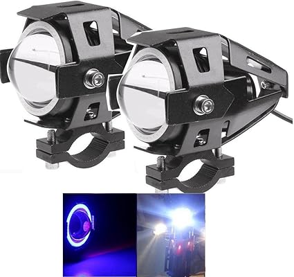 u7 faro led para motocicleta luz de circulacion diurna faros antiniebla luz alta y baja intermitentes con anillo azul 2 unidades
