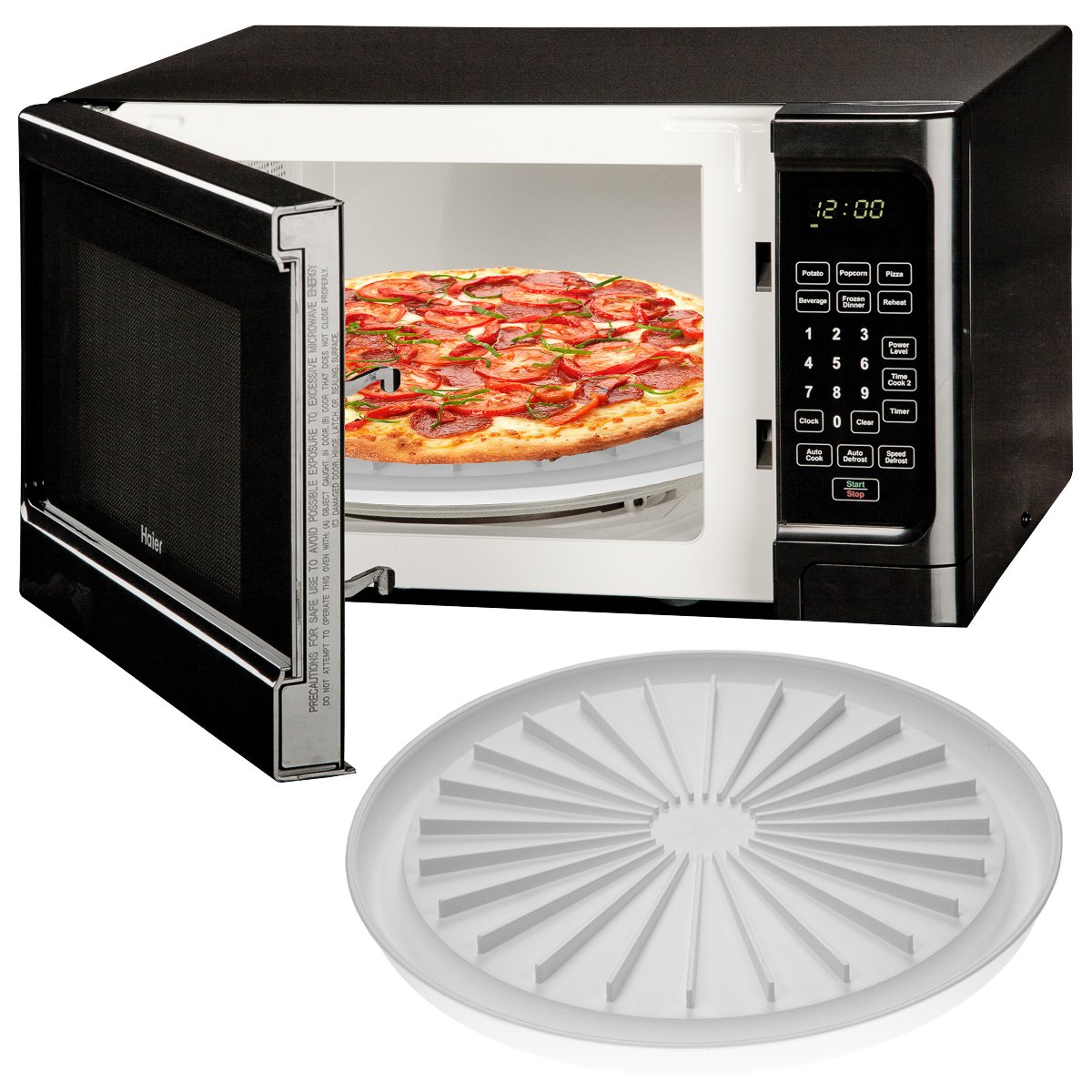 Microwave Pizza Plate Cook Bacon Sausage Meat Dishwasher Safe Round Pan