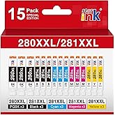 15 Pack PGI-280XXL/CLI-281XXL Replacement for Canon 280 281 Ink cartridges Compatible with Canon TR8620a Ink Cartridges TR8520 TR8620 TR8600 TR7520 TS702a TS6120 TS6220 TS9120 TS6320 Printer
