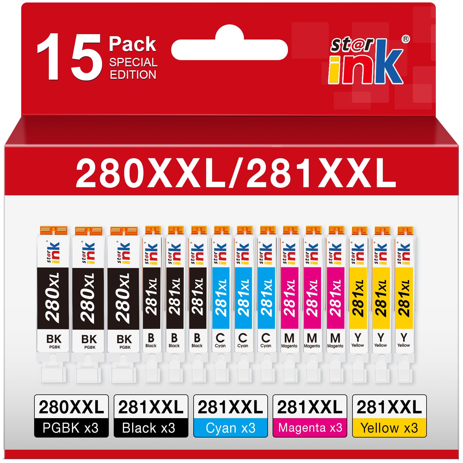 Photo 1 of 15 Pack PGI-280XXL/CLI-281XXL Replacement for Canon 280 281 Ink cartridges Compatible with Canon TR8620a Ink Cartridges TR8520 TR8620 TR8600 TR7520 TS702a TS6120 TS6220 TS9120 TS6320 Printer