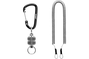 SAMSFX Fishing Strongest Magnetic Net Release Magnet Clip Holder Retractor with Coiled Lanyard