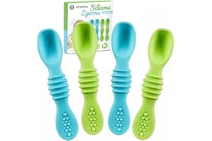 SPERRIC Silicone Baby Spoon, Baby Led Weaning, First Stage Baby Spoons, Baby Feeding Spoon Set Gum Friendly BPA Lead Phthalate & Plastic Free, Baby Self Feeding Utensils for Infant & Toddler, Great Gift Set