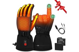 XINSONYUELL Heated Gloves for Men Women: Electric Glove with 7.4V 3200mAh Rechargeable Batteries Touchscreen Waterproof Windproof Hand Warmer