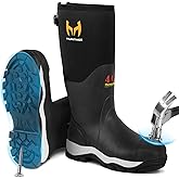 Hunthor Rubber Work Boots for Men with Steel Toe, 400g Insulated, 1100N Puncture-Proof Hunting Boots with 7mm Neoprene Waterproof and EVA Midsole, Back Gusset, Ideal for Work,Farming Fishing Size 7-14