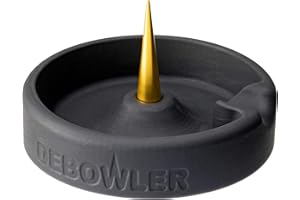 Debowler Minimalist Silicone Tray - Medium - with Billet Aluminum Cleaning Spike - (Black with Gold Poker) - Catches Debris in Heat Resistant Tray - Dishwasher Safe