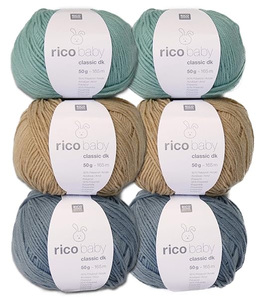 Woll-Set Babywolle Rico Baby Classic 6x50g #27, weiche Wolle zum Stricken und Häkeln