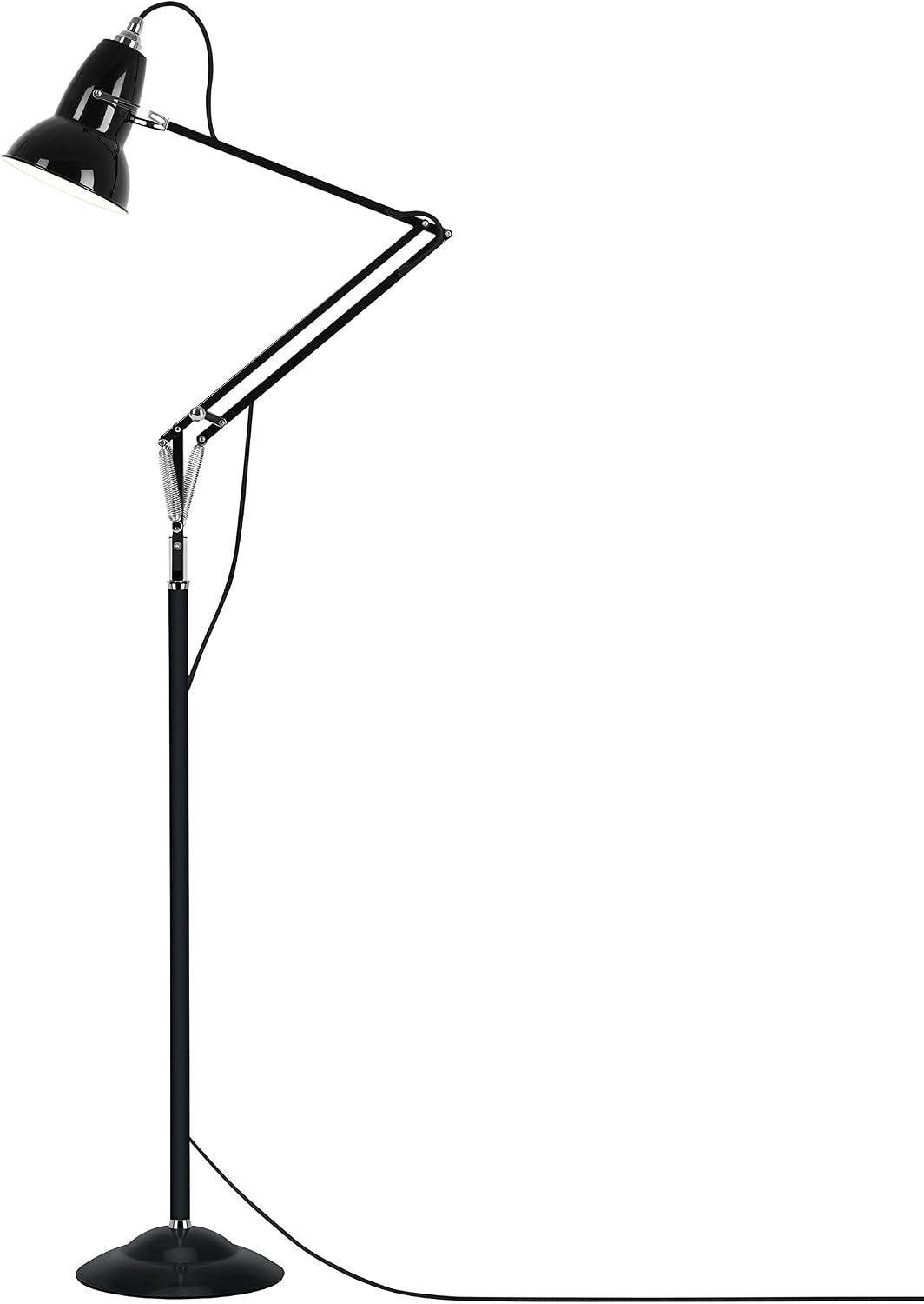 ANGLEPOISE Original 1227 Floor Lamp, Jet Black, Ideal Living Room or Reading Lamp, Braided Colour Cable