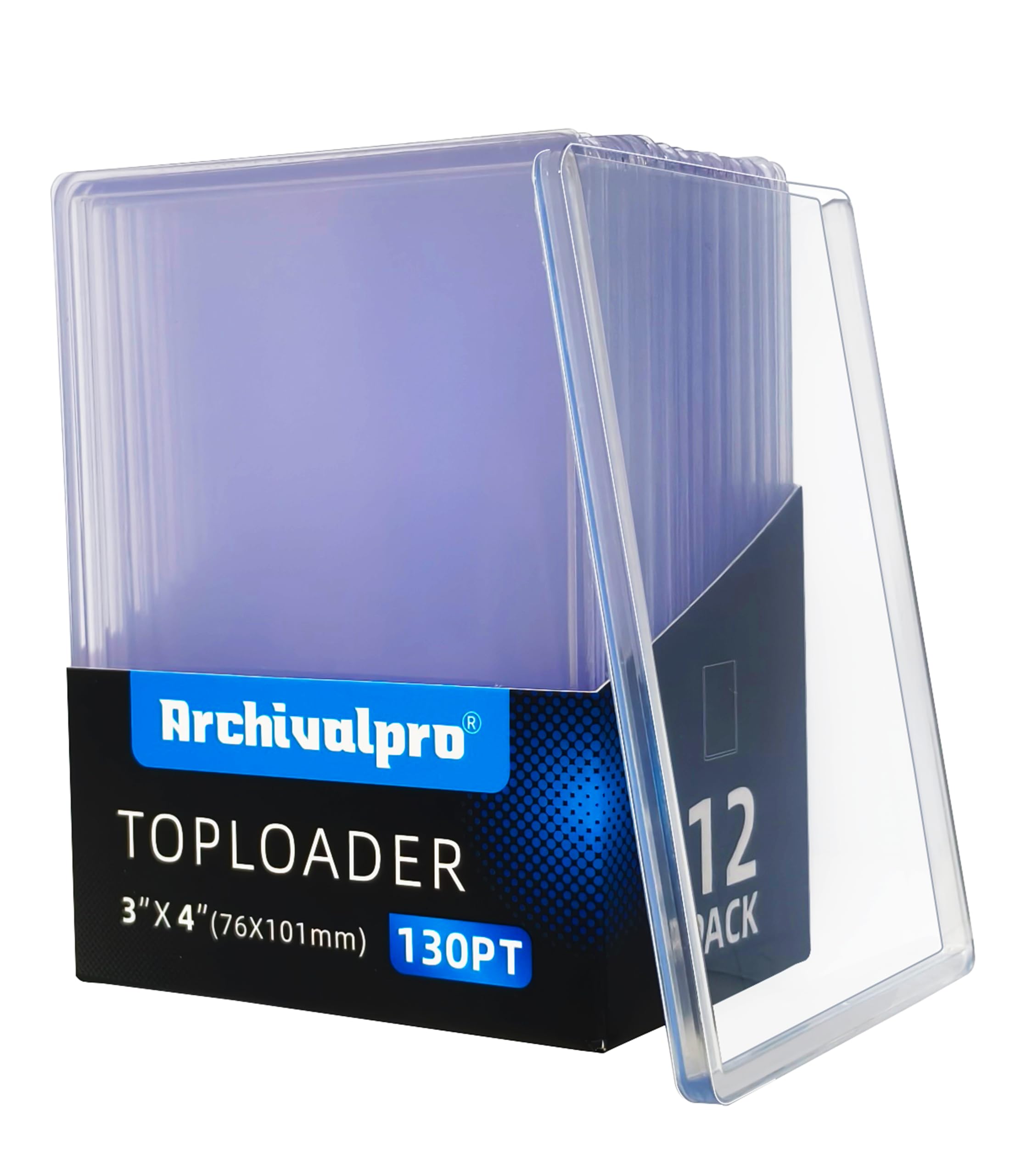 ARCHIVALPRO 130PT Toploader Card Sleeves 12 pcs 3"x4" Ultro Clear Cards Holder Top Loaders for Cards for Trading Cards(12PK,130PT)