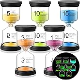 Relaxweex 5 Pcs Luminous Sand Timer 1/3/5/10/15 Minutes Colorful Sand Glass Timer Glow in The Dark Hourglass with Protective Cover for Classroom Home Office Kitchen Cooking Decorative