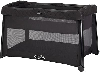 Graco FoldLite LX Travel Cot with Bassinet Midnight Fashion