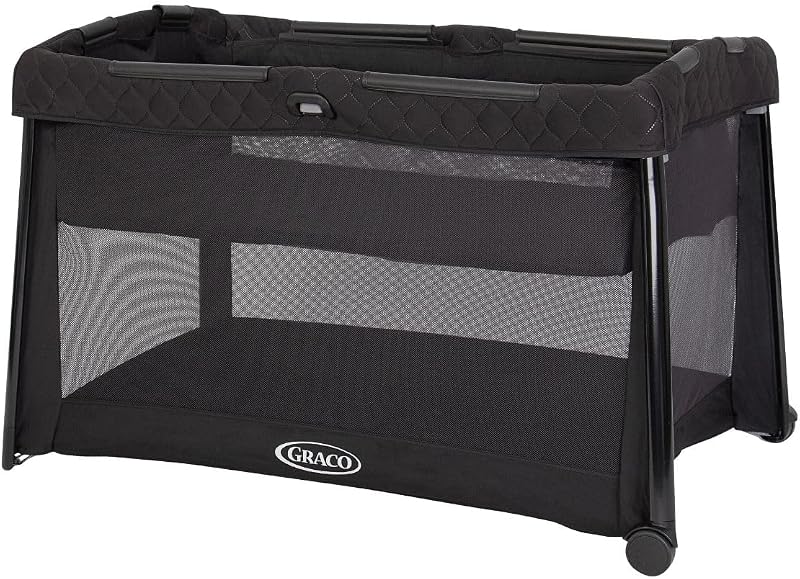 Graco FoldLite LX Travel Cot with Bassinet Midnight Fashion