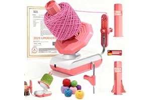 VCNFPRO Upgraded 5.0 Electric Yarn Winder【Top1 RPM German Motor】【SGS-Grade Precision Gears】Wool Yarn Ball Winder Compact Automatic for Crocheting Super Strong Tension, Ideal for Home and Studio (Pink White)