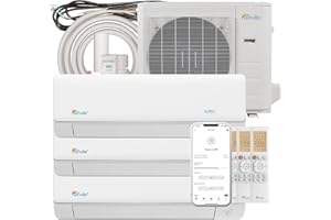 Senville SENA-30HF/T Tri Zone Mini Split Air Conditioner Heat Pump, 28000 BTU, Works with Alexa, White