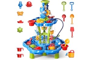 WATUDOU 3 in 1 Flower Shape Water Table with Pump for Toddler Kids Ages 3-5 4-8, Summer Outdoor Toys Kids Beach Toys Water Play Sensory Table, Birthday Party Gifts for Toddler Boys Girls Ages 3 4 5 6 7 8