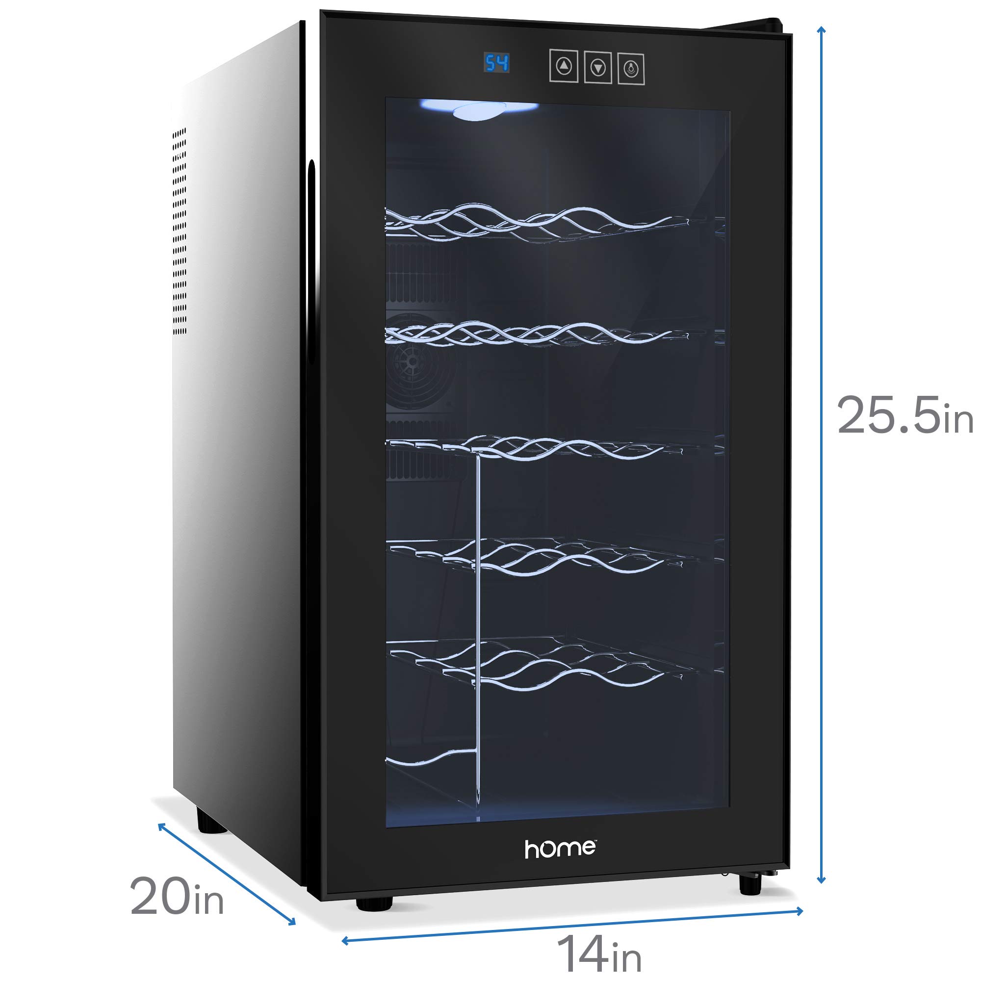 hOmelabs 18 Bottle Wine Cooler Free Standing Single Zone Fridge and