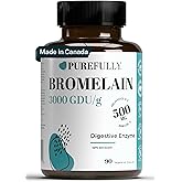 PUREFULLY Bromelain 3000 GDU/g 500mg, 90 capsules for Superior Digestive Support - Natural Pineapple Proteolytic Enzyme Suppl
